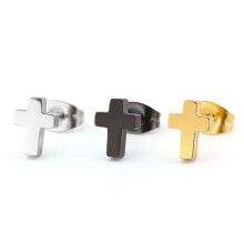 Small Cross Stud Earrings, Men Women Silver Gold Black Cross Earrings, Christian Jewelry, Gift
