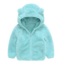 Baby Hooded Plush Jacket, Bear Ear Sweatshirt, Zip-Up Teddy Coat for 6–12M, Army Green — Compatible with Winter Wear