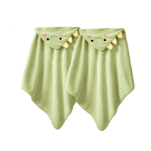 AUQ Hooded Baby Towels,31"31" Cloud-Like Coral Fleece Kids Bath Towels,Windproof Triangular Hood Body Towel Wrap,Green