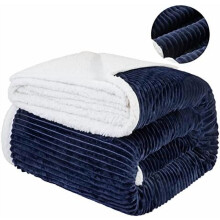 Κουβέρτα Sherpa Fleece King Size 90x104 ίντσες, μπλε σκούρο