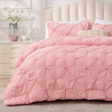 Pink Boho Pintuck Comforter Set Queen 3 pcs