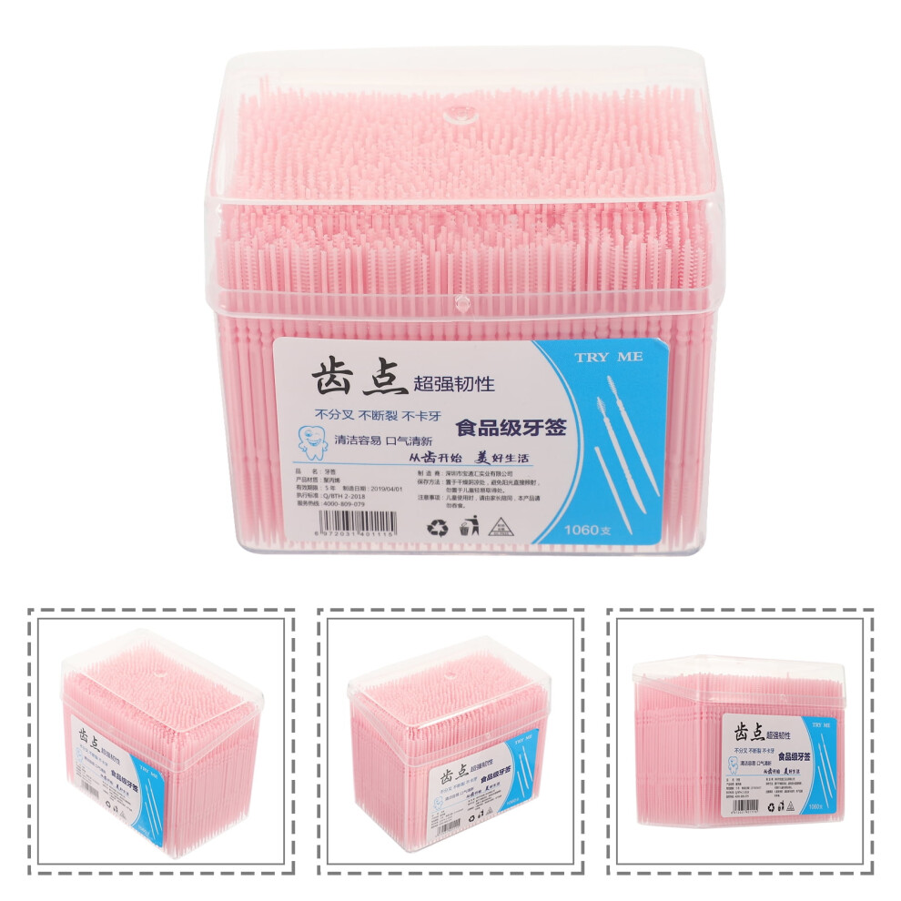 1060pcs Disposable Double Head Plastic Toothpicks Oral Care Interdental Floss Cleaners