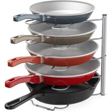 Pan Organizer Rack for Kitchen Cabinet and Counter, Silver