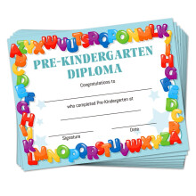30 Alphabet Border Certificate of Achievement Completion Award Recognition Paper 9.8"x7.8" Blank Preschool Kindergarten Graduation Diploma