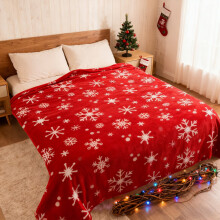 Red Snowflake Fleece Blanket, 60x80in, Holiday-Themed Cozy Throw for Bed/Couch/Gift – Compatible with Winter Decor