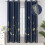 Blackout Curtains Navy Blue Gold Palm Pattern 38x72 Inch 2 1
