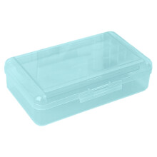 Light Blue Plastic Pencil Box, Large Capacity Double-Layer Case for Adults, Snap-Tight Lid, Compatible with Office Supplies