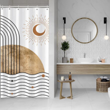 Duschdraperiset med krokar i svarta löv, 180x180 cm