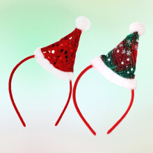 Glitzernde Haarbänder für Mädchen, rundes Weihnachtsmotiv, 2 Stück