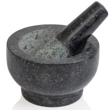 Mortar and Pestle Set - 5 Inch Heavy Natural Granite Spice Grinder Bowl, Herb Crusher, Make Fresh Guacamole at Home