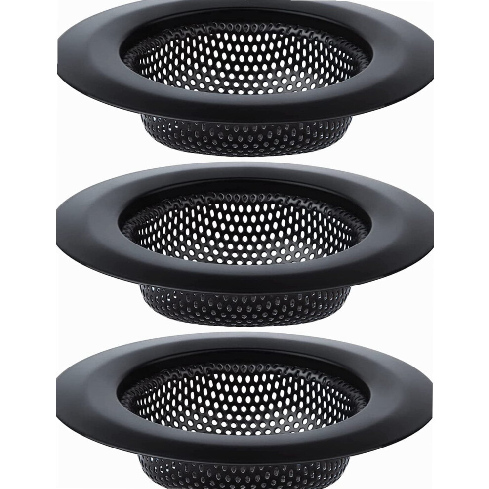 Kitchen Sink Strainer, Stainless Steel Sink Drain Strainer, Dishwasher Safe, Black, Pack Of 3 9357860991070