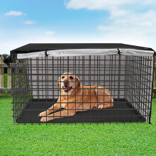 Heavy-Duty Oxford Dog Crate Cover w/ Mesh Window & UV Protection – Fits 21"/30"/35" Wire Cages, Black – Compatible with Midwest & AmazonBasics