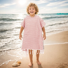 Kids' Hooded Beach Towel, Soft Cotton Poncho for Bath, Pool & Beach – Fast Drying, Red
