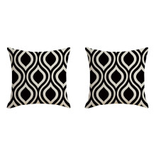 Schwarzes und weißes Kuschelkissen für Sofa, 45 x 45 cm, 2 Stück