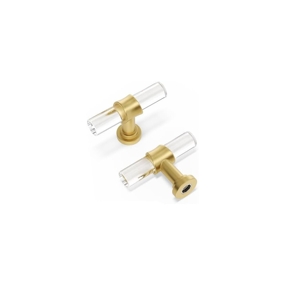 25 Pack Cabinet Knobs T Shape Acrylic Drawer Knob Gold Decorative Hardware For Dresser Cupboards 9557311880544