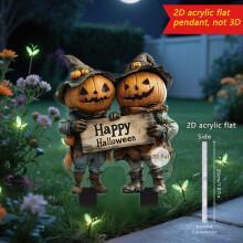 50 % de réduction ! Décorations de jardin d'Halloween : Sorcière et Homme-citrouille – Décoration extérieure plate 2D pour pelouse/cour,