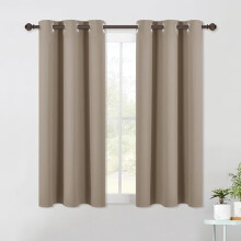 Blackout Drapery Panels, 2 pcs 42x54", Taupe, Microfiber Thermal Insulated, Ring Top, Compatible with Standard Rods