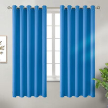 Room Darkening Curtains 63 Inches Long - Grommet Thermal Insulated Drapes Window Treatment Curtains for Bedroom, 2 Panels, 70 x 63 Inch, Classic Blue
