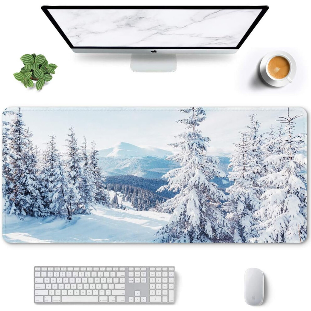 Xxl Gaming Mouse Pad 35.4"X15.7", Waterproof, Non-Slip, Stitched Edges, Ice/Snow Design Â Compatible With All Mice 9353595418868