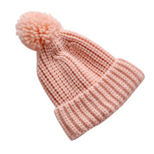 Cappello invernale caldo per neonati, tinta unita, con pompon, cappello all'uncinetto per bambini e bambine, berretto carino e leggero per neonati.