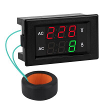 Digitale volt-ampèremeter AC500V/500A, 0,39" LED 2-in-1 paneelmeter met stroomtransformator