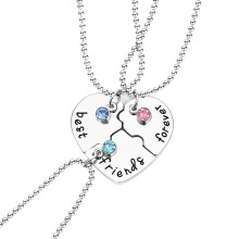 MOQIN Best Friends Forever Necklace Set with Crystal Broken Heart Charm, Alloy Matching Puzzle Piece BBF Pendant – Compatible with All Necklaces