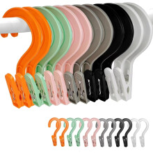 24pcs Laundry Hooks Clips, Plastic Clothes Hangers Pins, Super Strong Hanger Clips for Bathroom or Travel, Portable and Easy Storage, Multicolor