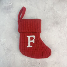 Chaussette de Noël personnalisée en laine avec lettre, porte-bonbons et friandises avec nom personnalisé, décoration festive pour le sapin et la