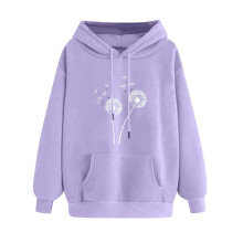 Hoodies met hartjesprint voor dames, ronde hals, 2024, nieuwe Valentijnsdagpullover, paars, S