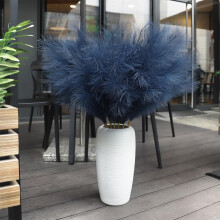 Blue Faux Pampas Grass and Artificial Flower Stems, 10 Pcs 21.65 Inch Fluffy Boho Gothic Decor for Vase, Wedding, Valentine's Day Gifts