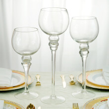 Ensemble BalsaCircle de 3 bougeoirs en verre transparent pour mariage