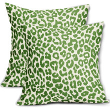Fodere per cuscini con stampa leopardata verde 20x20, set da 2, motivo ghepardo verde lime, federe in lino per divano, letto – compatibili con