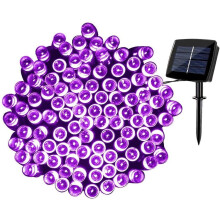 1 stuk solar lichtslinger, 22 meter, 200 led's, 8 standen, waterdicht, voor kerstboom, tuin, bruiloft, feest - paars
