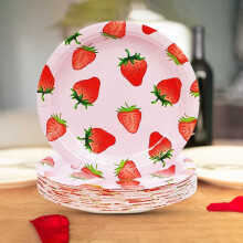 Moins de 5 $ ! Articles de fête, ensemble de vaisselle jetable décorative sur le thème des fraises