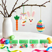Kit de décorations de Pâques à faire soi-même : lapins, œufs, têtes de lapin, carottes – Décoration pour paniers, fêtes, cadeaux (lot de 4)