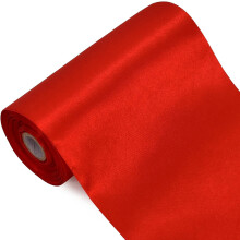 Ribín Satin Dearg 15cm 20M le haghaidh Boghaí Carranna, Bainiseacha, Cóisirí, Lá Vailintín – Ag luí le Searmanais Oscailte Móra &