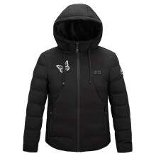 Verwarmde jas voor dames en heren met capuchon, USB-aansluiting voor constante temperatuurregeling, 9 zones, unisex plus size, kerstcadeau (batterij