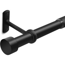 2,5 cm-es fekete rusztikus függönyrudak (80-122 cm), modern ipari függönyrúd-készlet konzolokkal, beltéri/kültéri használatra