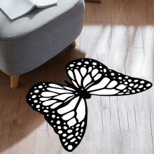 Tapis décoratif en fausse fourrure en forme de papillon, 40 x 30 cm, antidérapant, doux, en polyester à poils courts – facile d'entretien,
