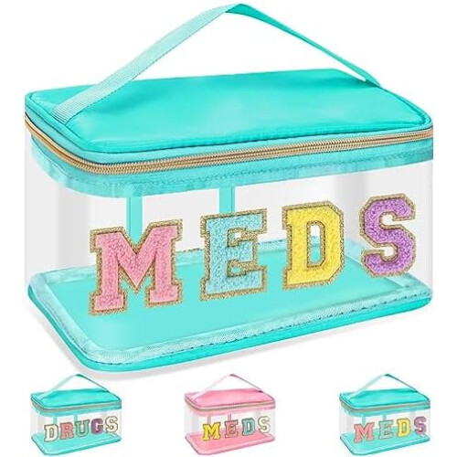 Τσάντα Chenille Letter Clear MEDS Αδιάβροχη θήκη από νάιλον 1 συσκευασία