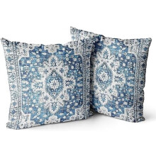 Μαξιλαροθήκες Boho σε μπλε χρώμα από βαμβάκι, σετ 2 τεμαχίων 24x24 ιντσών