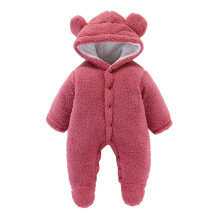 Jungen Mädchen Plüsch-Einteiler, warm, einfarbig, langärmelig, Kapuze, flauschiger Jumpsuit, Freizeit, Urlaub, Schule, Party, Einteiler, 0-3 Monate