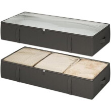 2-Pack Under Bed Storage Bins, 8" Tall, Sturdy Sidewalls/Bottom, Compatible with Most Beds, Black