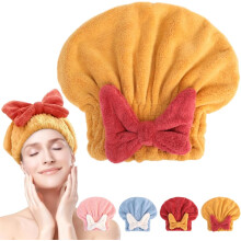 2026 New Microfiber Quick Drying Hair Towel Wrap - Super Absorbent Thickened Hair Turban with Cute Bow Tie for Women, Adults