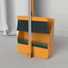 Ensemble balai et pelle à poussière, manche long de 96 cm (37,8 po), idéal pour la maison, la cuisine ou le bureau (orange)