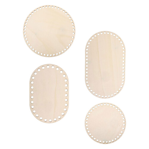12Stk Beige Holzbasis Korb Boden Oval Für DIY 1
