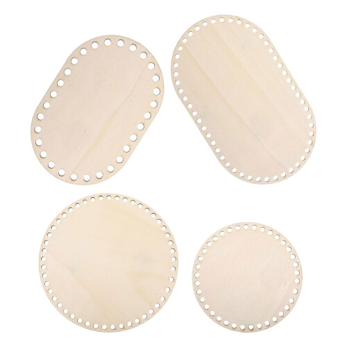 12Stk Beige Holzbasis Korb Boden Oval Für DIY 2