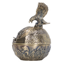 Metallischer Adler-Aschenbecher mit Deckel, winddicht, 10,5x10,5x15,8 cm