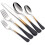 Stainless Steel Flatware Set Black Gold Handles 20-Pc 1
