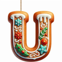 Ornamento con lettere dell'alfabeto in pan di zenzero, iniziale del bastoncino di zucchero con